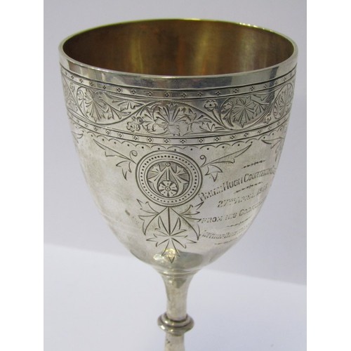 58 - SILVER CHRISTENING GOBLET, engraved decoration and gilded interior, 14cm height, 91 grams