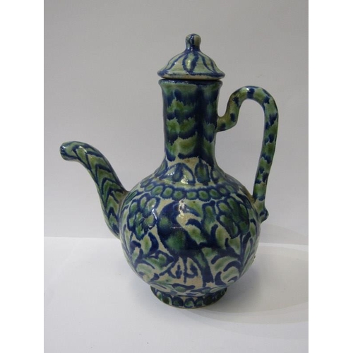 25 - SPANISH POTTERY, Granada pottery 40cm circular tray and similar ewer, possibly Fajalauza factory