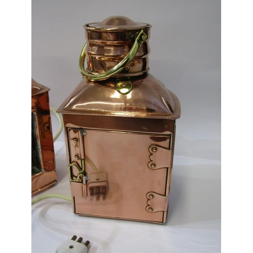 1 - MARITIME LIGHTING, a pair of copper bodied ship's Port & Starboard lamps. Converted to electricity, ... 