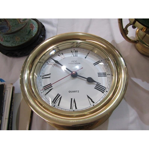 114 - ANTIQUE ANEROID BAROMETER, MkII by Wilson Warden & Co, together with maritime design brass cased qua... 