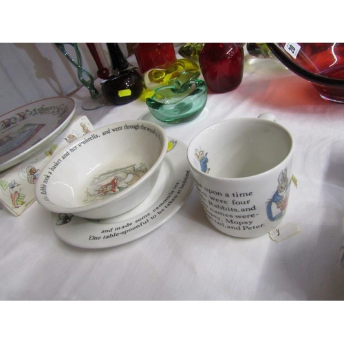 19 - WEDGWOOD PETER RABBIT TABLE WARE 6 pieces of Peter Rabbit table ware including bowl, cups, plate and... 