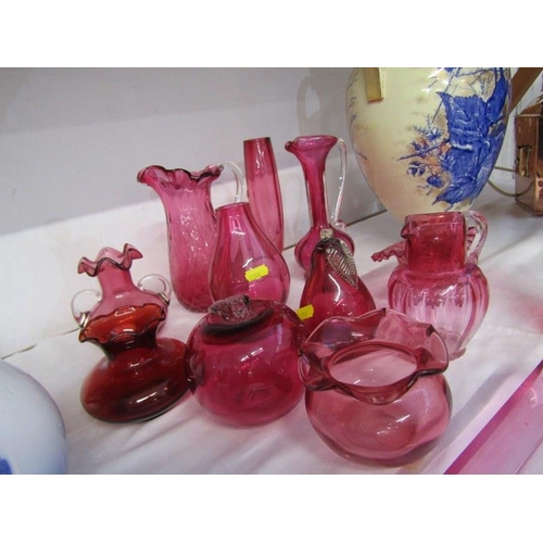 3 - GLASSWARE, 13 assorted items of cranberry glass