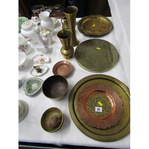 33 - EASTERN METALWARE, collection of Egyptian and Persian design brassware, including serving dishes and... 