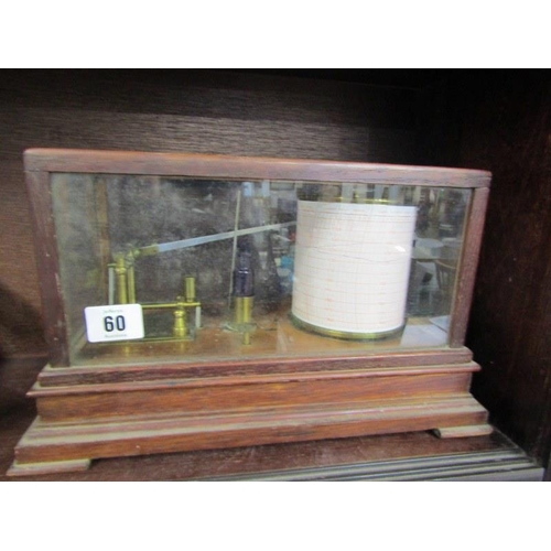 60 - BAROGRAPH, oak cabinet cased barograph, 33cm width