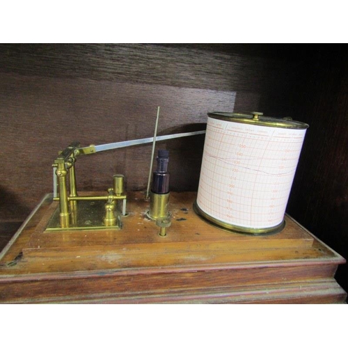 60 - BAROGRAPH, oak cabinet cased barograph, 33cm width