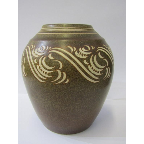 7 - POOLE POTTERY, a vintage Poole Pottery Delphis vase with impressed mark, 22.5cms, together with a Pe... 