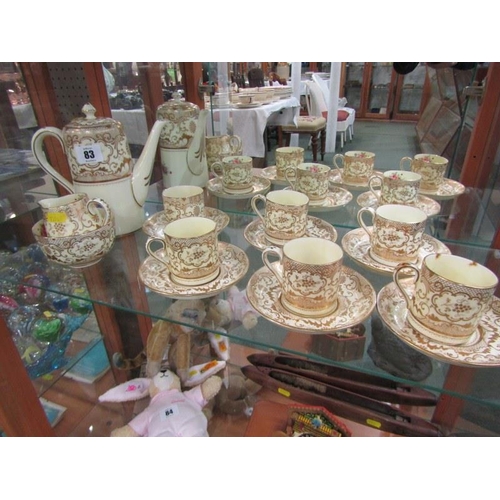 83 - CROWN STAFFORDSHIRE COFFEE WARE, gilt and floral decorated coffee service with 6 settings