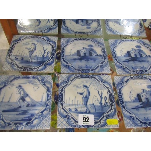 92 - DELFT TILES, collection of 6 figure and building square tiles, together with Masons ironstone serpen... 