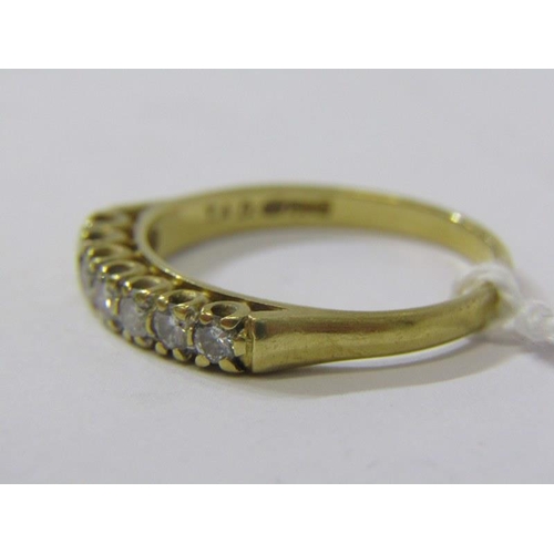 229 - DIAMOND RING, 18ct yellow gold ring set 7 diamonds in a half eternity style, set 7 well matched diam... 