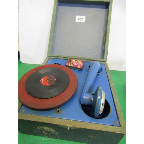 122 - CHILD'S RECORD PLAYER, vintage child's portable record player