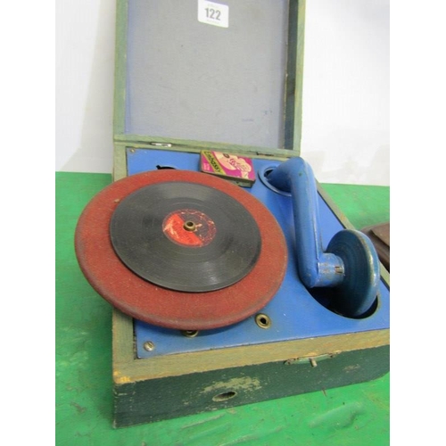 122 - CHILD'S RECORD PLAYER, vintage child's portable record player