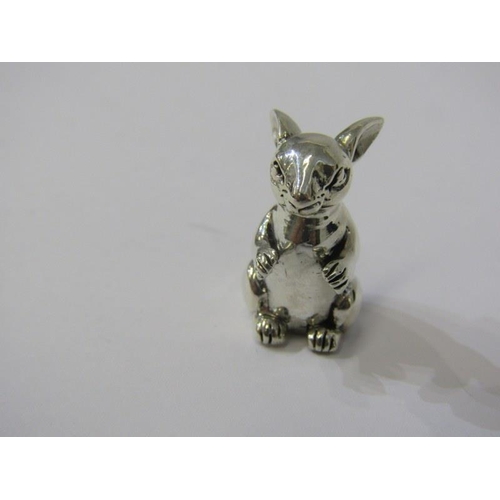 132 - NOVELTY PIN CUSHION, silver pin cushion in the form of a seated rabbit