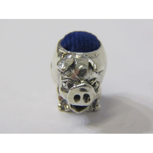 137 - NOVELTY PIN CUSHION, novelty pin cushion in the form of a pig, stamped 925