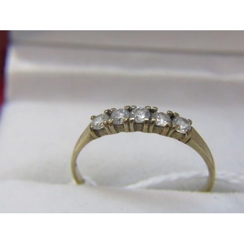 139 - 9ct DRESS RING, 9ct yellow gold dress ring, set 5 CZs in half eternity style, size O/P