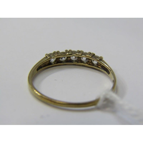 139 - 9ct DRESS RING, 9ct yellow gold dress ring, set 5 CZs in half eternity style, size O/P