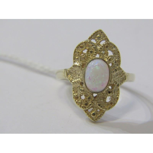 145 - OPAL RING, quality 9ct yellow gold opal ring, oval opal set in a large mount of approx. 2.5cm, size ... 