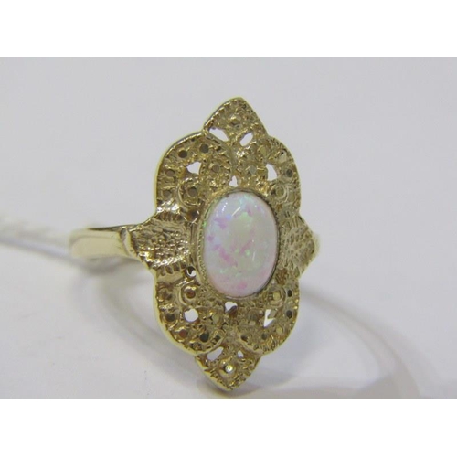 145 - OPAL RING, quality 9ct yellow gold opal ring, oval opal set in a large mount of approx. 2.5cm, size ... 