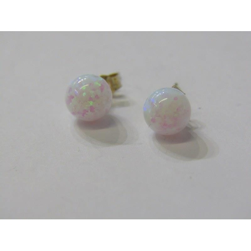 146 - OPAL EARRINGS, pair of 9ct yellow gold opal stud earrings