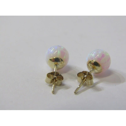 146 - OPAL EARRINGS, pair of 9ct yellow gold opal stud earrings