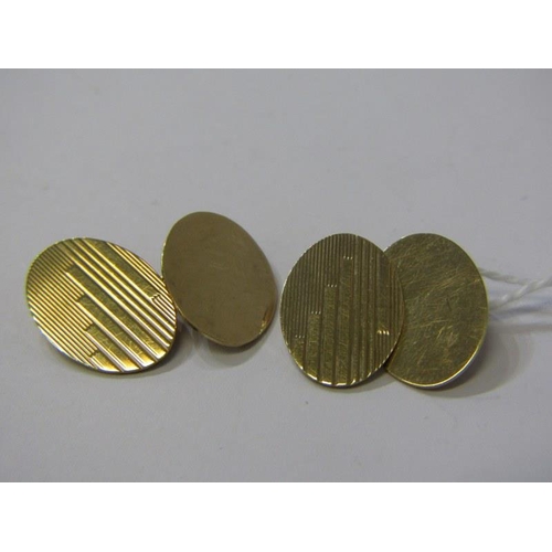 147 - 9ct GOLD CUFF LINKS, plain pair of cuff links set in original retail box, 6.5 grams