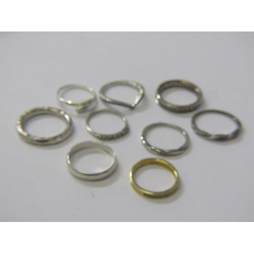 148 - 9 SILVER RINGS, 9 silver/silver gilt rings, some stone set , some band rings, various sizes