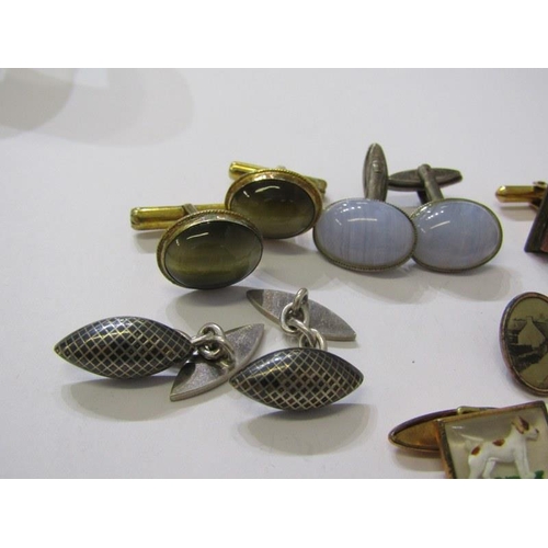 150 - CUFF LINKS, selection of silver and plated cuff links, various designs, some stone set, 8 pairs in t... 