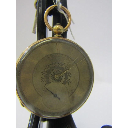 151 - GOLD CASED POCKET WATCH, key wind pocket watch with engraved decoration, outer case stamped 14k, inn... 