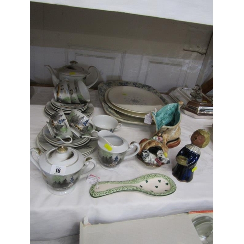 16 - ORIENTAL CERAMICS, Geisha based tea ware, Italian novelty boot, serving dishes, etc