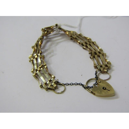 160 - 9ct GOLD 4 BAR GATE BRACELET, with 9ct gold clasp, 9.2 grams