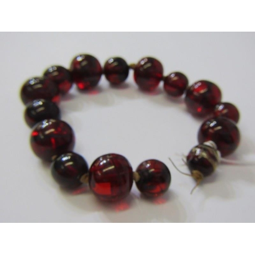 176 - RED AMBER BEADS, set of red amber beads, 11.5