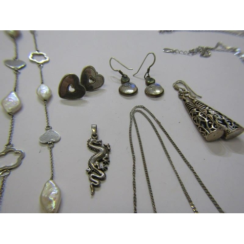 186 - SILVER NECKLACES, etc, selection of silver stone set necklaces, earrings, etc