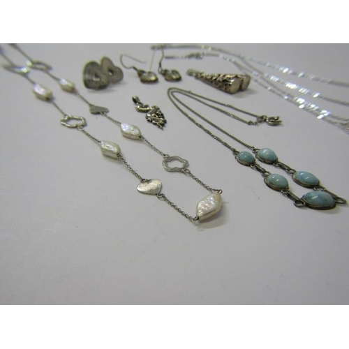 186 - SILVER NECKLACES, etc, selection of silver stone set necklaces, earrings, etc