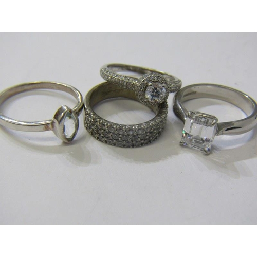 190 - SILVER RINGS, 4 various silver stone set rings, various sizes