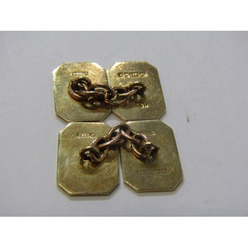 191 - 9ct GOLD CUFF LINKS, pair of 9ct gold cuff links with engraved decoration, 7.6 grams