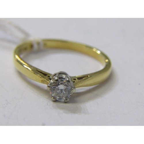 204 - DIAMOND SOLITAIRE RING, 18ct yellow gold ring set a solitaire round brilliant cut diamond, diamond a... 