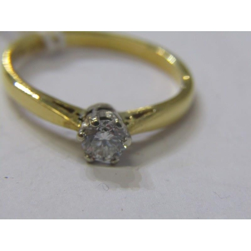 204 - DIAMOND SOLITAIRE RING, 18ct yellow gold ring set a solitaire round brilliant cut diamond, diamond a... 