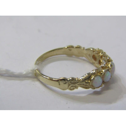 205 - OPAL 5 STONE RING, 9ct yellow gold ring, set 5 graduated opals, size M/N