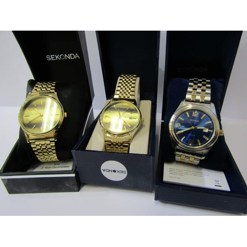 207 - SEKONDA WRIST WATCHES, 3 boxed Sekonda gents wrist watches