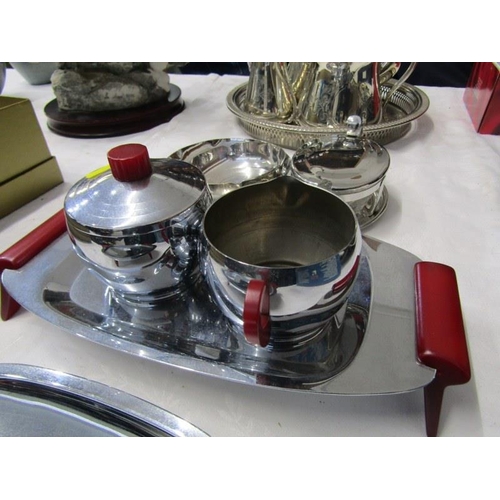 22 - KESWICK DISH, RETRO BREAKFAST SET, also silver plated tea service and other metalware