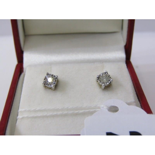 224 - DIAMOND STUD EARRINGS, set of 9ct yellow and white gold, diamond set stud earrings