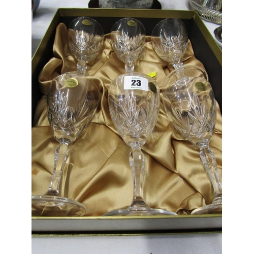 23 - SET OF 6 CRYSTAL GLASS GOBLETS