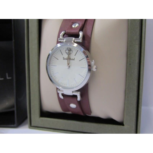 230 - TIMBERLAND DRESS WATCHES, 2 boxed large Timberland dress watches, also Fiorelli dress watch