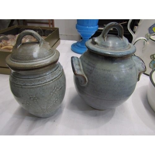 26 - STUDIO POTTERY, brown glazed fruit bowl and 2 lidded jars