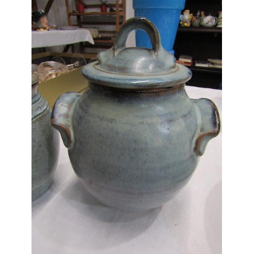 26 - STUDIO POTTERY, brown glazed fruit bowl and 2 lidded jars