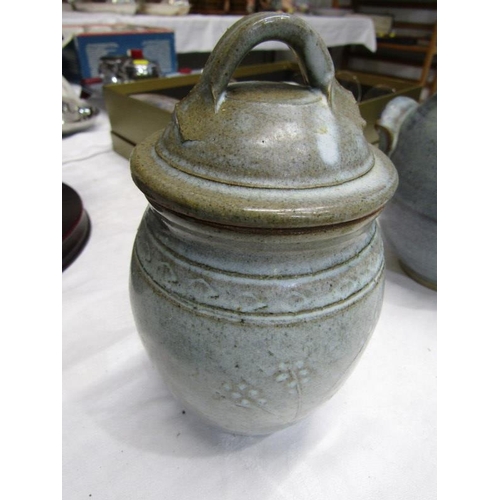 26 - STUDIO POTTERY, brown glazed fruit bowl and 2 lidded jars