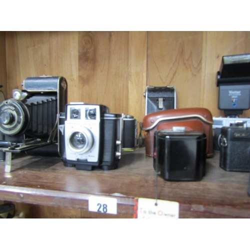 28 - VINTAGE CAMERAS, collection of 16 various cameras to include 2 Coronet Bellows cameras, bakelite Bab... 