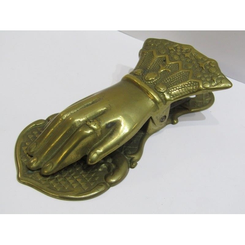 65 - NOVELTY LETTER CLIP, door knocker and brass chamber sticks