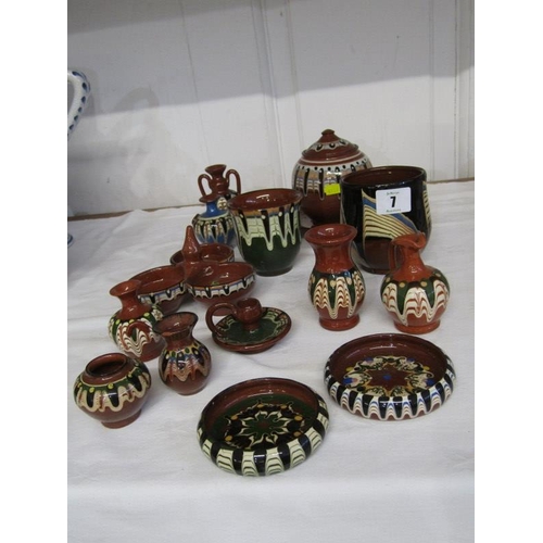 7 - SLIP GLAZE POTTERY, collection of decorative tableware