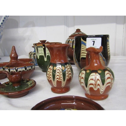 7 - SLIP GLAZE POTTERY, collection of decorative tableware