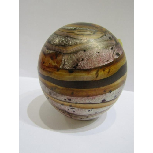 70 - ART GLASS, signed base spherical paperweight